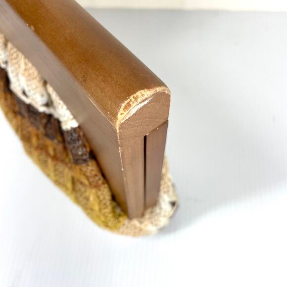 RETRO Woven Clutch Purse Wood Festival Boho Bohemian 70s Neutral Summer Fall - Picture 7 of 11